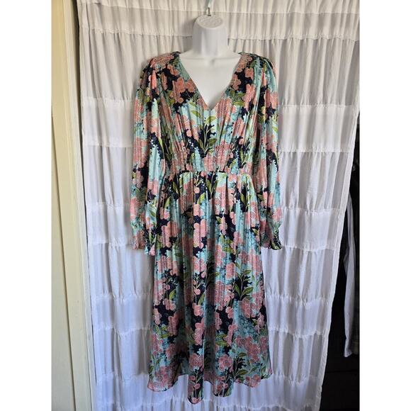 NWT & Other Stories Womens Sz 6 Blue  Smocked Boho Fairy Whimsy Midi Dress - Picture 2 of 9